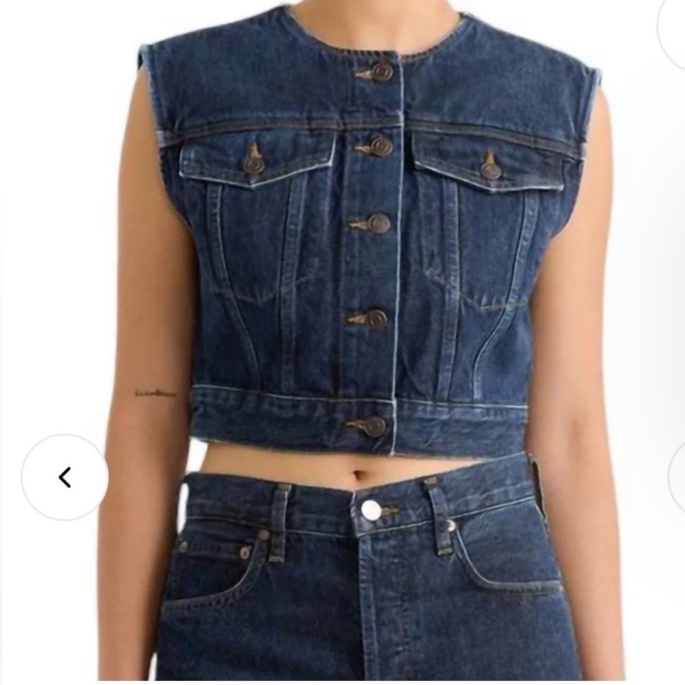 Agolde Polished Blue Denim Vest